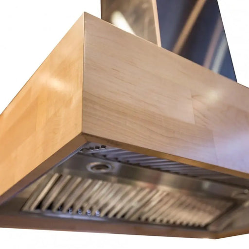 ZLINE 48" Wooden Island Range Hood, Butcher Block, 681iM-48 - Farmhouse Kitchen and Bath