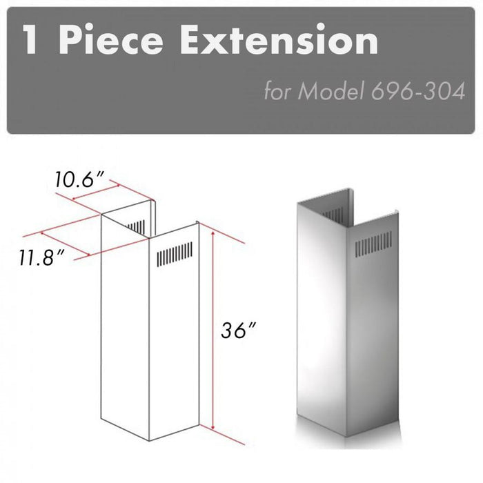 ZLINE 36" Chimney Extension for 9'-10' Ceilings, 1PCEXT-696-304 - Farmhouse Kitchen and Bath