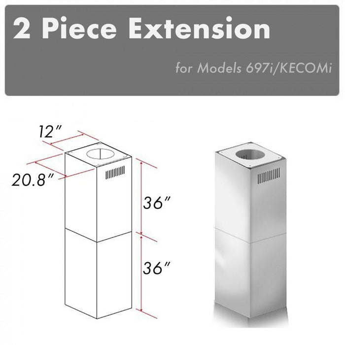 ZLINE Chimney Extension for 10'-12' Ceiling, 2PCEXT-697i/KECOMi - Farmhouse Kitchen and Bath