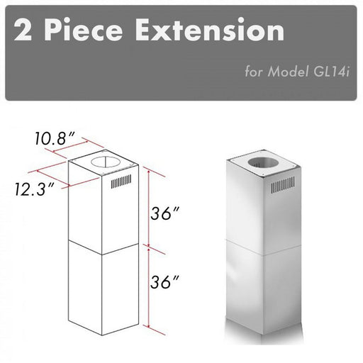 ZLINE 2 Piece Chimney Extension for 10'-12' Ceiling, 2PCEXT-GL14i - Farmhouse Kitchen and Bath