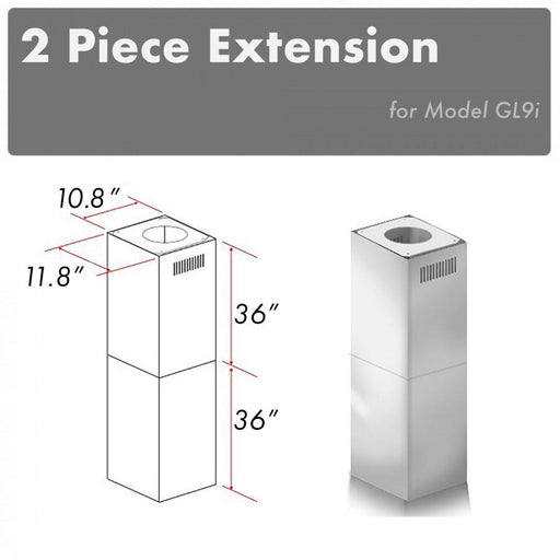 ZLINE 2 Piece Chimney Extension for 10'-12' Ceiling, 2PCEXT-GL9i - Farmhouse Kitchen and Bath