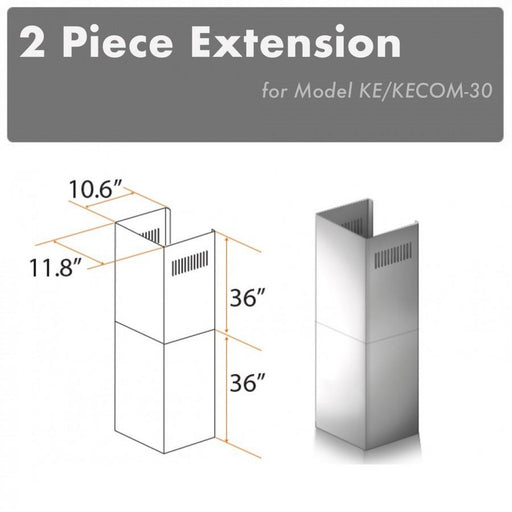 ZLINE 2 Piece Chimney Extension, 2PCEXT-KE/KECOM-30 - Farmhouse Kitchen and Bath
