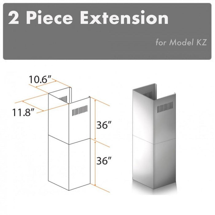 ZLINE 2 Piece Chimney Extension for 12' Ceiling, 2PCEXT-KZ - Farmhouse Kitchen and Bath