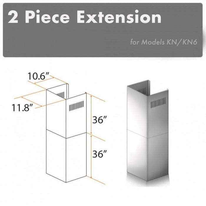 ZLINE 2 Piece Chimney Extension for 12' Ceiling, 2PCEXT-KN - Farmhouse Kitchen and Bath