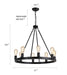 AMZASA Farmhouse 8-Lights Black Industrial Wagon Wheel Chandelier Light Fixture for Foyer Dining Room Kitchen Living Room Entryway Dia27 Inches UL Listed - Farmhouse Kitchen and Bath