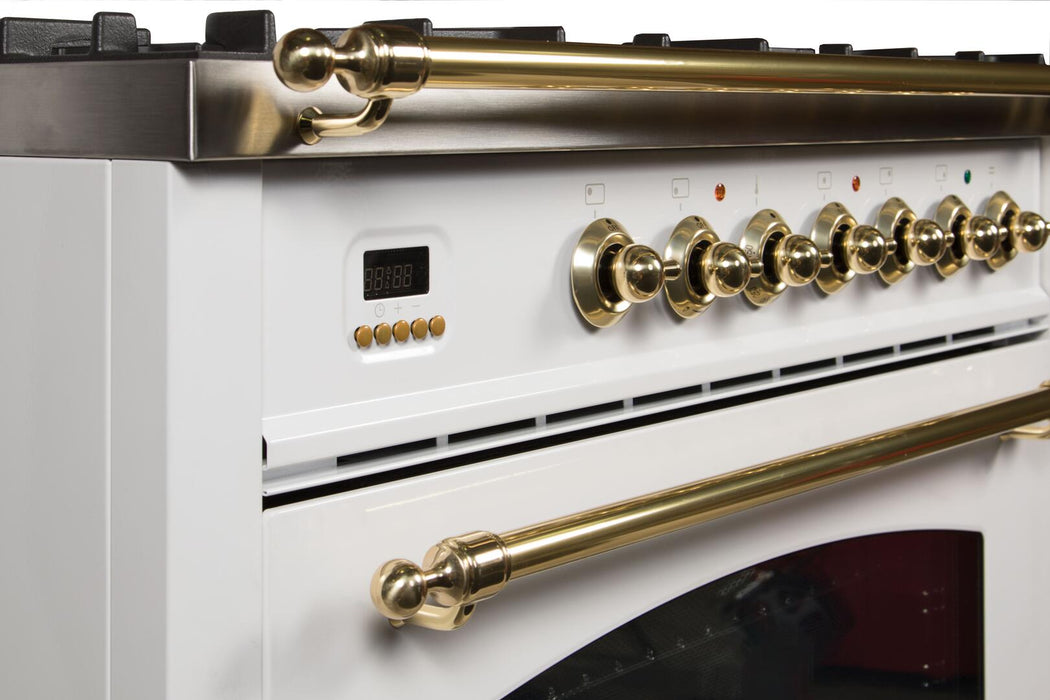 30 in. Single Oven Dual Fuel Italian Range, Brass Trim