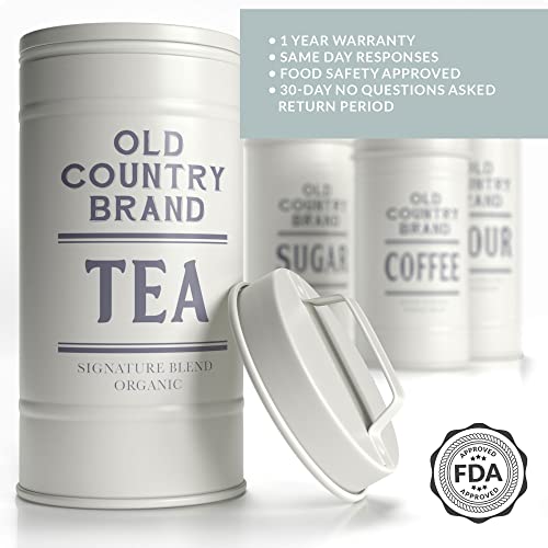 noonberry canister sets for kitchen counter, farmhouse canisters, set of 4  airtight coffee tea flour sugar canisters sets for