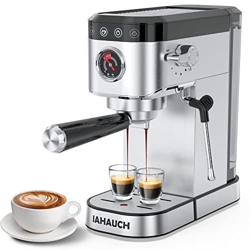 20 Bar Espresso Machine, 1350W Compact Espresso Cofee Machine for Home  Office, Stainless Steel Espresso Maker with Milk Frother for