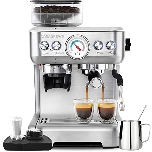 CASABREWS Espresso Machine With Grinder, Professional Espresso Maker With Milk Frother Steam Wand, Barista Espresso Coffee Machine With Removable Water Tank for Cappuccinos or Lattes, Gift for Mom Dad - Farmhouse Kitchen and Bath