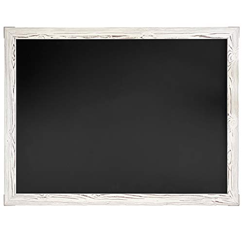 Loddie Doddie Magnetic Chalkboard - Easy-to-Erase Large Chalkboard for Wall Decor and Kitchen - Hanging Black Chalkboards (46x34.5, White Rustic Frame) - Farmhouse Kitchen and Bath