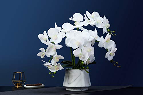 Artificial Orchid Fake Flowers Phalaenopsis Orchid Faux Orchids Flowers Decor Indoor White Orchid Kitchen Table Centerpiece Decorative Flowers for Wedding Living Room Bedroom Flower Arrangement - Farmhouse Kitchen and Bath