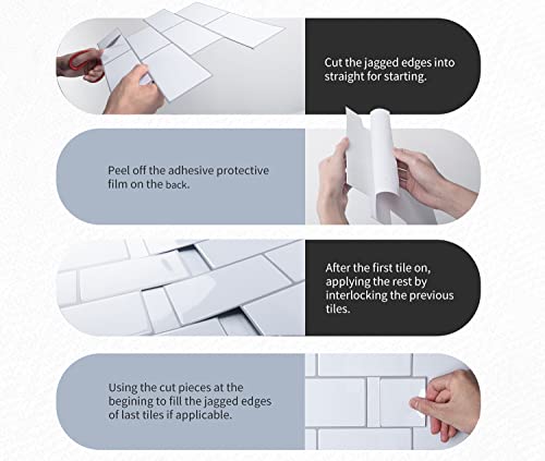 Art3d Subway Tiles Peel and Stick Backsplash, Stick on Tiles Kitchen Backsplash (10 tiles, Thicker Version) - White