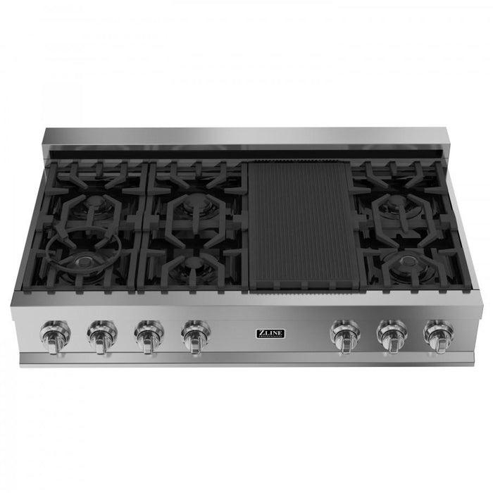ZLINE 48-Inch Porcelain Gas Stovetop with 7 Gas Burners and Griddle (RT48)