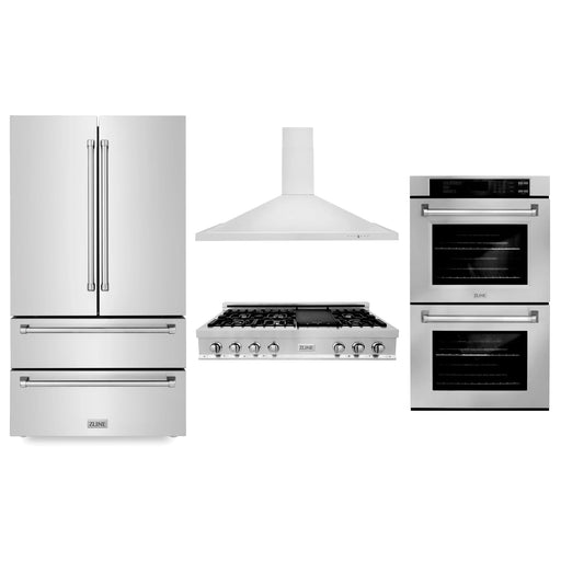 ZLINE Kitchen Package Refrigerator, Rangetop, Rangehood, Wall Oven, 4KPR-RTRH48-AWD - Farmhouse Kitchen and Bath