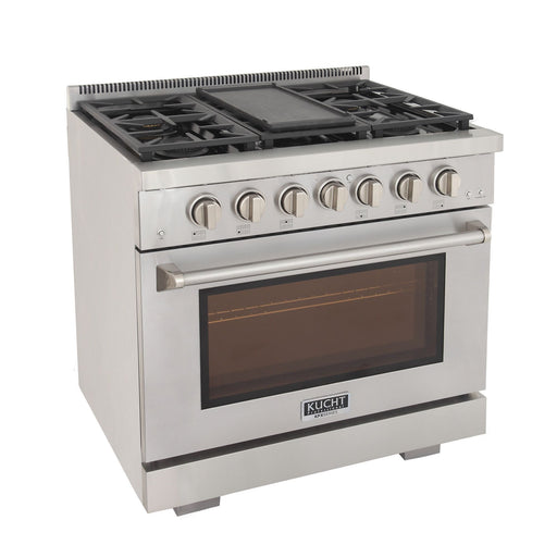 Kucht 36" Professional Propane Range, 6 Burners with Grill/Griddle, KFX360/LP-S - Farmhouse Kitchen and Bath