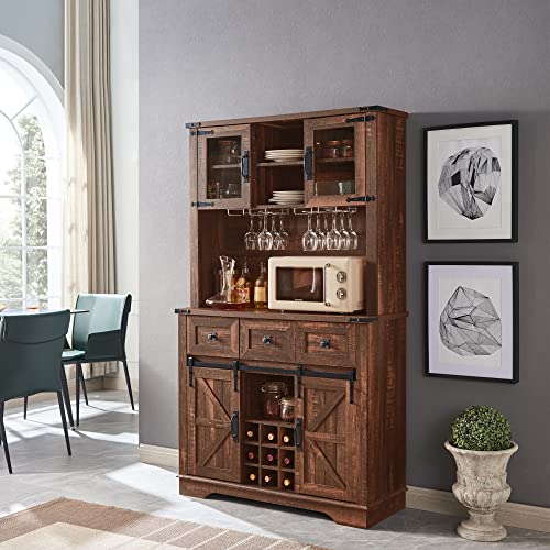 Farmhouse Bar Cabinet With Sliding Barn Door Kitchen Pantry Storage C And Bath