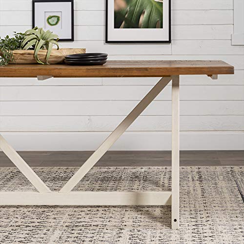 Modern Farmhouse Dining Table Wood Small Dining Room Table Sets Dining Chairs. 72 Inch. White and Rustic Oak - Farmhouse Kitchen and Bath