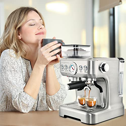 Calphalon Compact Espresso Machine, Home Espresso Machine with Milk  Frother, Stainless Steel