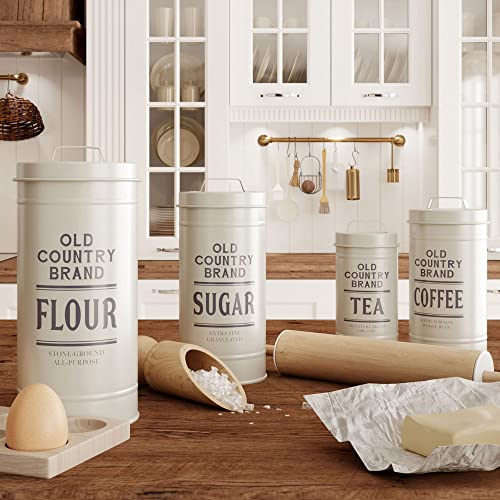 Barnyard Designs Canister Sets for Kitchen Counter, Ceramic Canister Set,  Decorative Kitchen Canisters, Coffee Tea Sugar Container Set, Rustic  Farmhouse Canisters Ceramic Jar, White, Set of 3