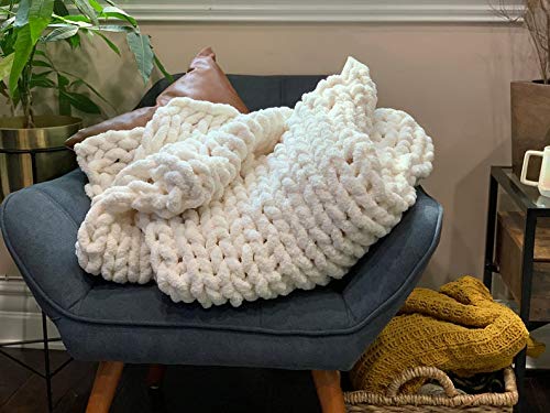 Chenille Chunky Knit Blanket Super Soft Chunky Knit Throw Blanket for Bed (48x60) Chunky Knit Throw Blanket Blankets and Throws for Sofa Large Throw