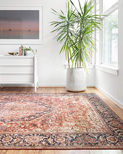 Layla Collection LAY-08 Red/Navy, Traditional 9'-0" x 12'-0" Area Rug - Farmhouse Kitchen and Bath