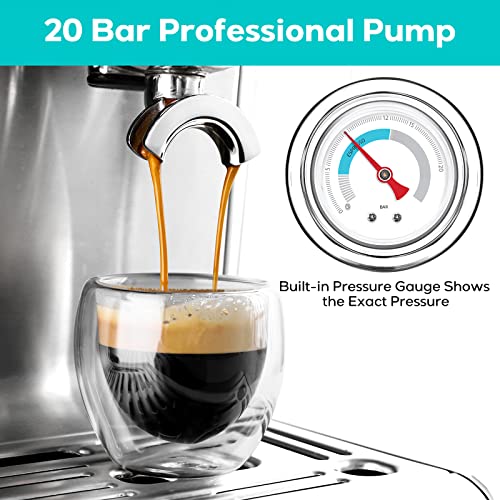 CASABREWS Espresso Machine With Grinder, Professional Espresso Maker With Milk Frother Steam Wand, Barista Espresso Coffee Machine With Removable Water Tank for Cappuccinos or Lattes, Gift for Mom Dad - Farmhouse Kitchen and Bath