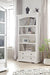 Provence Pure White Mahogany Wood Bookcase With 4 Shelves And 2 Drawers - Farmhouse Kitchen and Bath