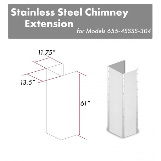 ZLINE 61" Extended Chimney and Crown, 655-4SSSS-30-304-E - Farmhouse Kitchen and Bath