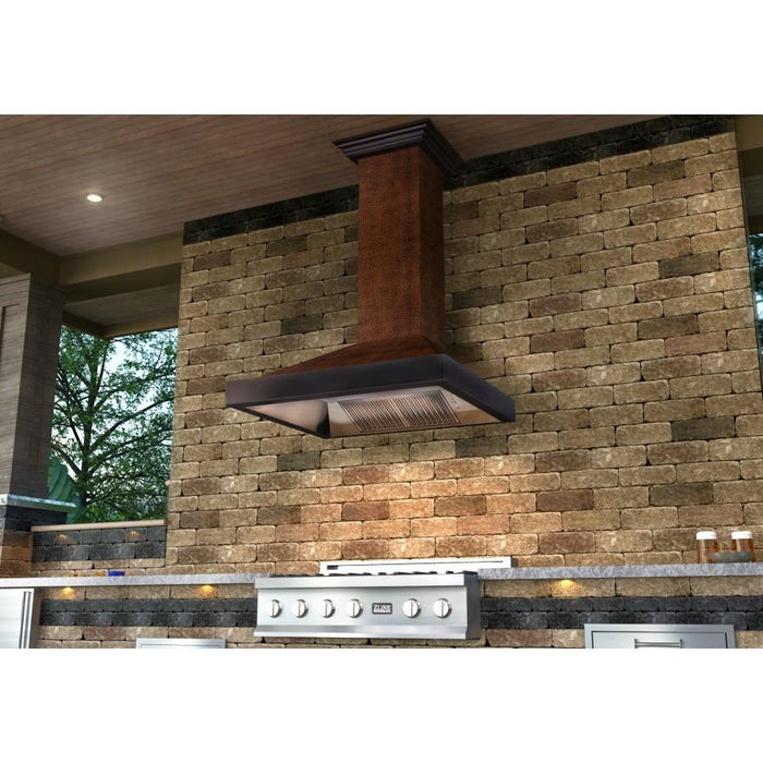 ZLINE 48" Hand-Hammered Copper Finish Wall Range Hood, 655-HBXXX-48 - Farmhouse Kitchen and Bath