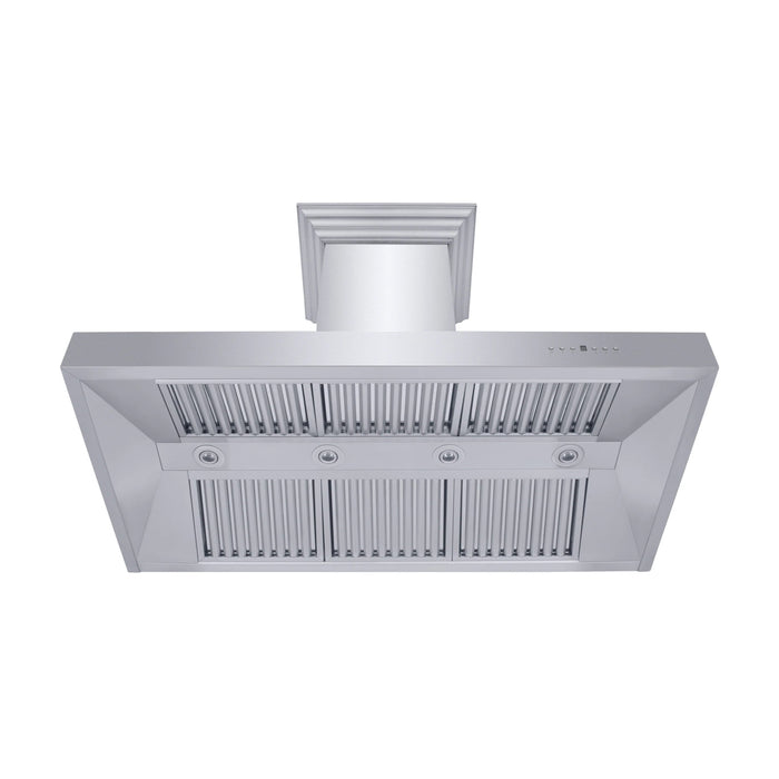 ZLINE Professional Convertible Vent Wall Mount Range Hood in Stainless Steel with Crown Molding 667CRN-42 - Farmhouse Kitchen and Bath