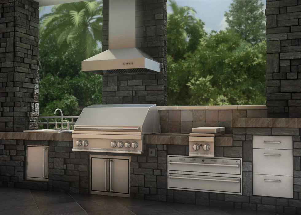 ZLINE Ducted Wall Mount Range Hood in Outdoor Approved Stainless Steel 697-304-42 - Farmhouse Kitchen and Bath