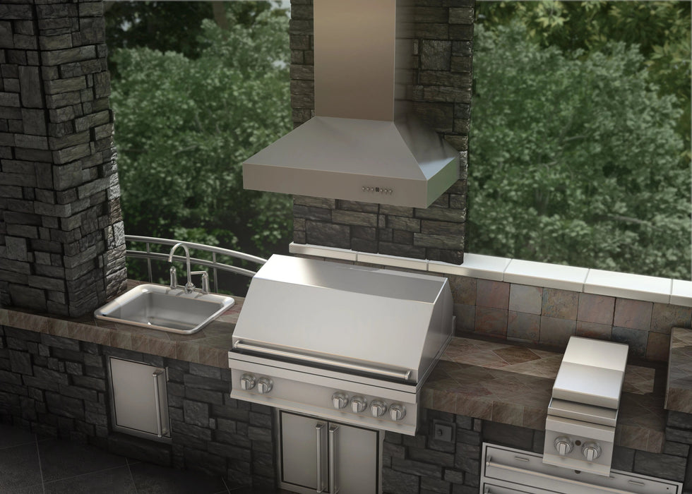 ZLINE Ducted Wall Mount Range Hood in Outdoor Approved Stainless Steel 697-304-60 - Farmhouse Kitchen and Bath