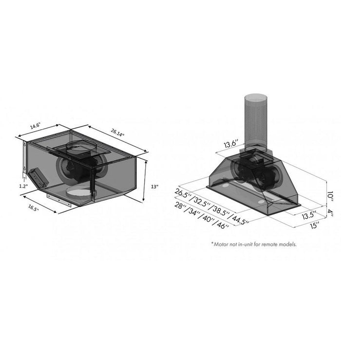 ZLINE 46" Remote Blower Range Hood Insert in Stainless Steel, 695-RS-46-400 - Farmhouse Kitchen and Bath