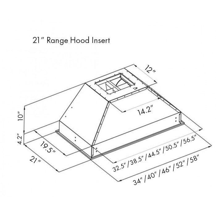 ZLINE 58" Range Hood Insert In Stainless Steel, 721 - 58 - Farmhouse Kitchen and Bath