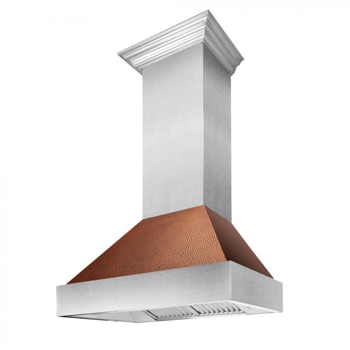 ZLINE 30" Snow Finish Wall Range Hood, Hammered Copper Shell, 8654HH-30 - Farmhouse Kitchen and Bath