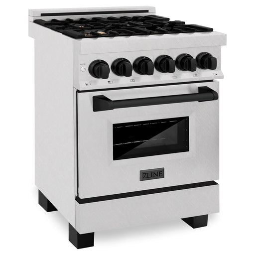 DISCONTINUED-ZLINE 24" Autograph Dual Fuel Range, DuraSnow, Black, RASZ-SN-24-MB - Farmhouse Kitchen and Bath