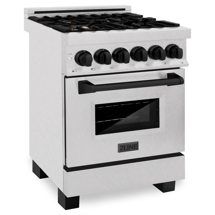 DISCONTINUED-ZLINE 24" Autograph Dual Fuel Range, DuraSnow, Black, RASZ-SN-24-MB - Farmhouse Kitchen and Bath
