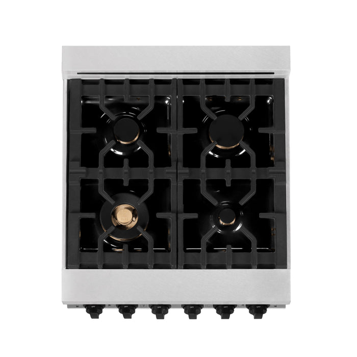 DISCONTINUED-ZLINE 24" Autograph Dual Fuel Range, DuraSnow, Black, RASZ-SN-24-MB - Farmhouse Kitchen and Bath