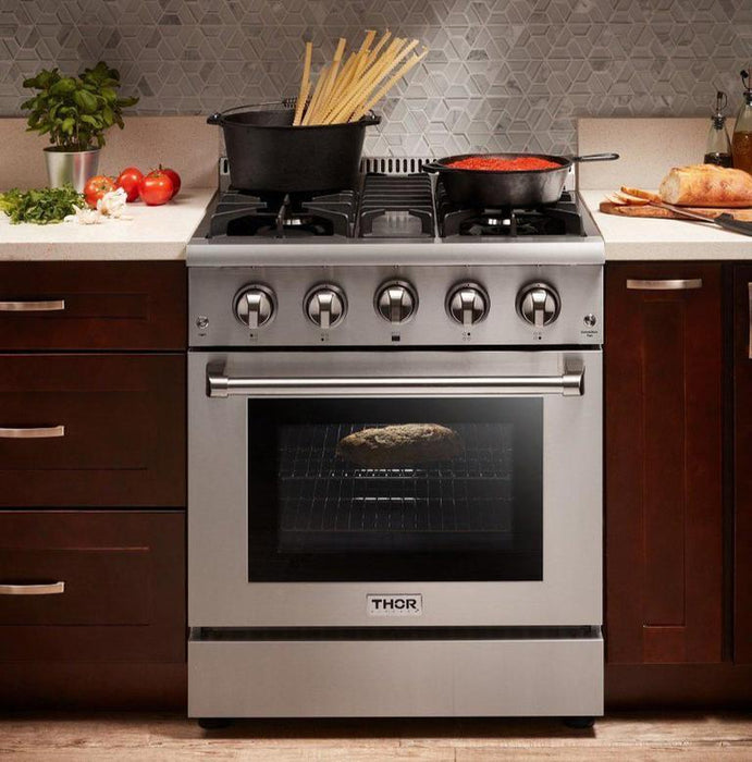 THOR 30" Professional Propane Range in Stainless Steel, HRG3080ULP - Farmhouse Kitchen and Bath