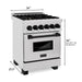 DISCONTINUED-ZLINE 24" Autograph Dual Fuel Range, DuraSnow, Black, RASZ-SN-24-MB - Farmhouse Kitchen and Bath