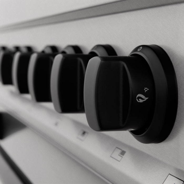 DISCONTINUED-ZLINE 24" Autograph Dual Fuel Range, DuraSnow, Black, RASZ-SN-24-MB - Farmhouse Kitchen and Bath