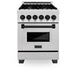 DISCONTINUED-ZLINE 24" Autograph Dual Fuel Range, DuraSnow, Black, RASZ-SN-24-MB - Farmhouse Kitchen and Bath
