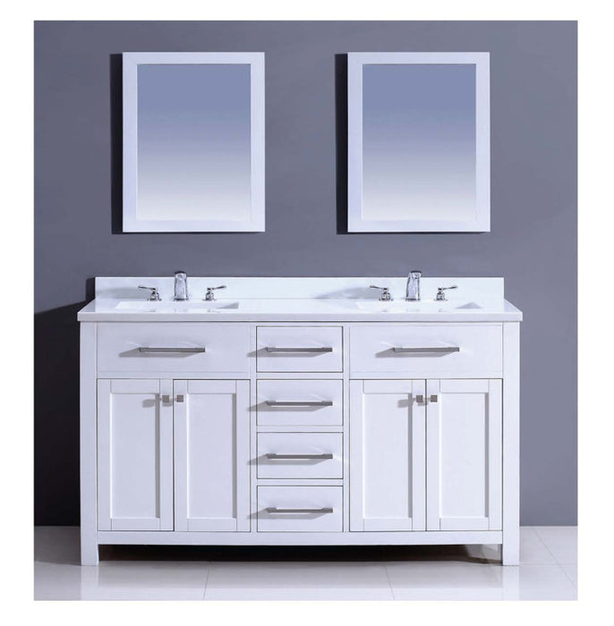 Dawn 60" Milan Vanity Double Sink & White Marble Top & Mirrors AAMS6001 - Farmhouse Kitchen and Bath