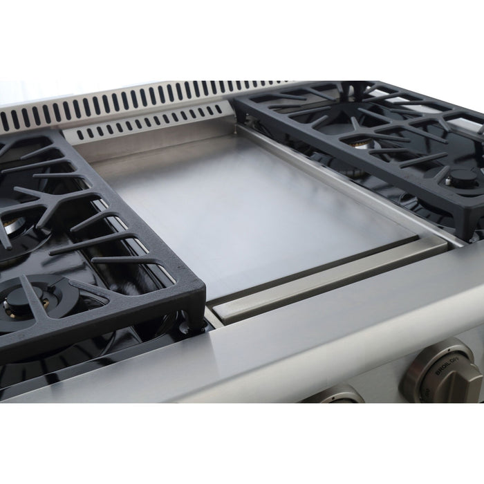 Kucht 36" Pro Stainless Propane Range, Griddle, Blue Knobs KRG3609U/LP-B - Farmhouse Kitchen and Bath