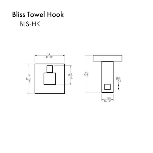 ZLINE Bliss Towel Hook BLS-HK-PG - Farmhouse Kitchen and Bath