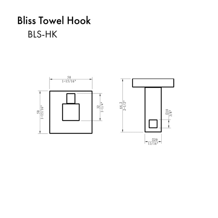 ZLINE Bliss Towel Hook BLS-HK-PG - Farmhouse Kitchen and Bath