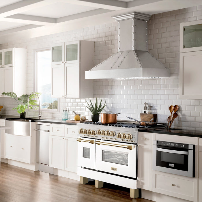 ZLINE 48" Autograph, Gas Range, White Door, Gold Accents, RGZ-WM-48-G - Farmhouse Kitchen and Bath