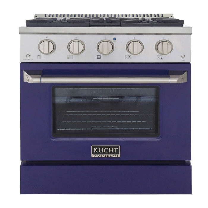 Kucht 30" Gas Range in Stainless Steel with Blue Oven Door, KNG301U-B - Farmhouse Kitchen and Bath