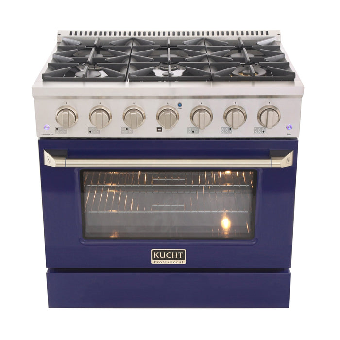 Kucht 36" Gas Range, Stainless Steel with Blue Oven Door, KNG361U-B - Farmhouse Kitchen and Bath