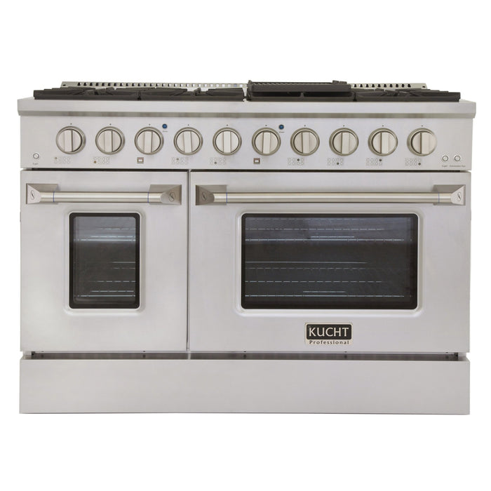 Kucht 48" Gas Range in Stainless Steel, Silver Oven Doors, KNG481U-S - Farmhouse Kitchen and Bath